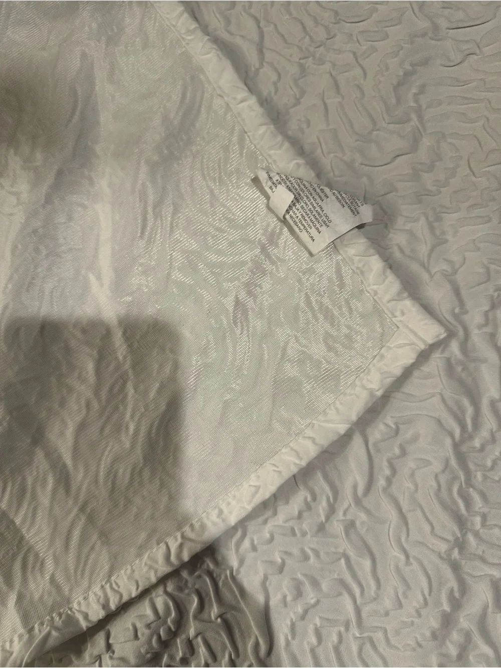 DKNY Cream Quilted shower curtain with Subtle Texture like new.